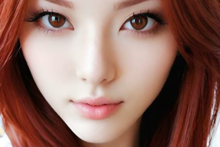 AI girl with red hair wallpaper