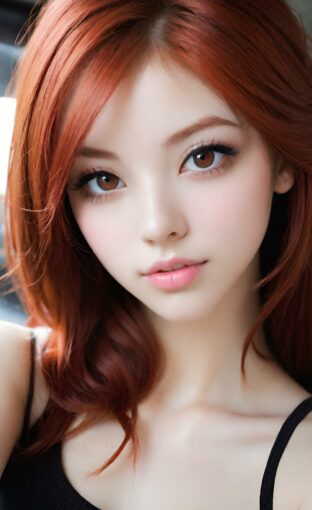 AI girl with red hair wallpaper