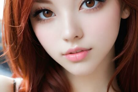 AI girl with red hair wallpaper