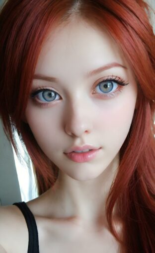 AI girl with red hair wallpaper