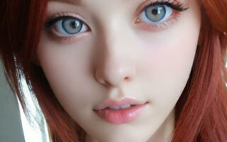 AI girl with red hair wallpaper