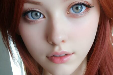 AI girl with red hair wallpaper
