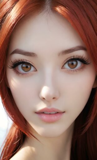 AI girl with red hair wallpaper