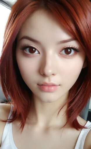 AI girl with red hair wallpaper