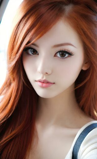 AI girl with red hair wallpaper