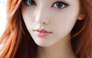 AI girl with red hair wallpaper