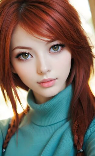 AI girl with red hair wallpaper