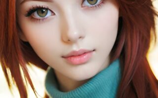 AI girl with red hair wallpaper