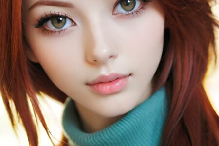 AI girl with red hair wallpaper
