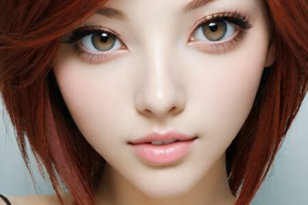 AI girl with red hair wallpaper