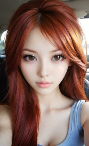 AI girl with red hair wallpaper