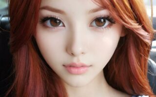 AI girl with red hair wallpaper