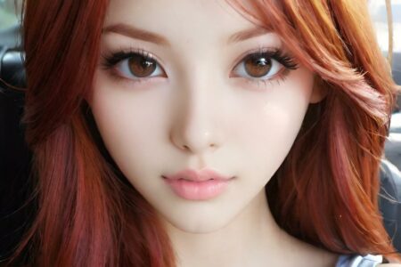 AI girl with red hair wallpaper