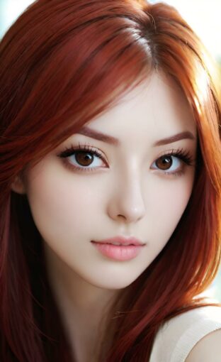 AI girl with red hair wallpaper