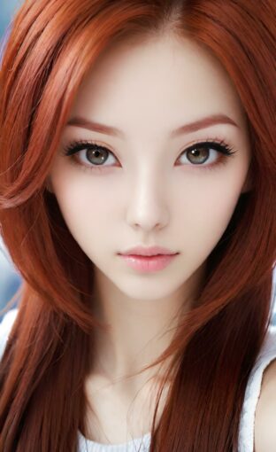 AI girl with red hair wallpaper