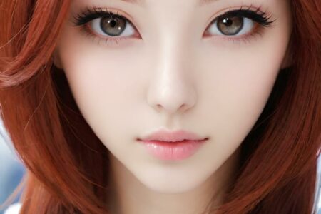 AI girl with red hair wallpaper