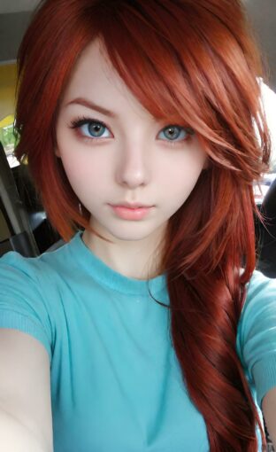 AI girl with red hair wallpaper