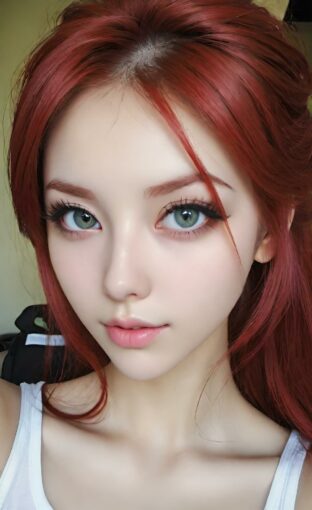 AI girl with red hair wallpaper