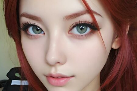 AI girl with red hair wallpaper