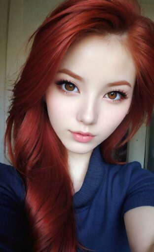 AI girl with red hair wallpaper