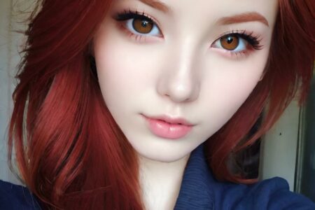 AI girl with red hair wallpaper
