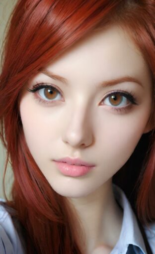 AI girl with red hair wallpaper