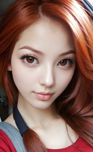 AI girl with red hair wallpaper