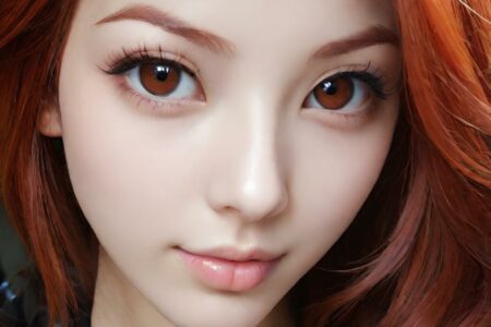 AI girl with red hair wallpaper