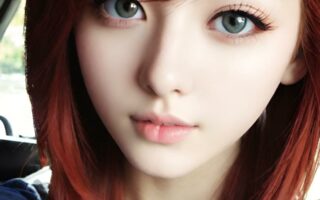 AI girl with red hair wallpaper