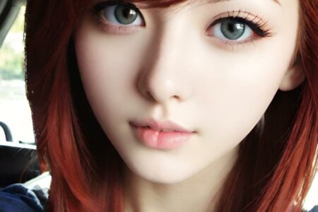 AI girl with red hair wallpaper