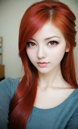 AI girl with red hair wallpaper