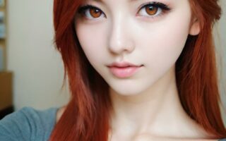 AI girl with red hair wallpaper