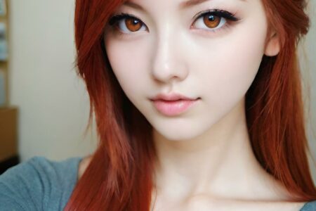 AI girl with red hair wallpaper