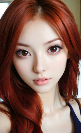 AI girl with red hair wallpaper
