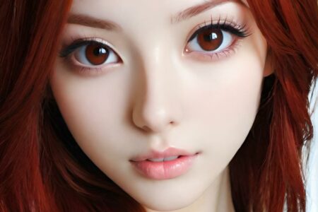 AI girl with red hair wallpaper