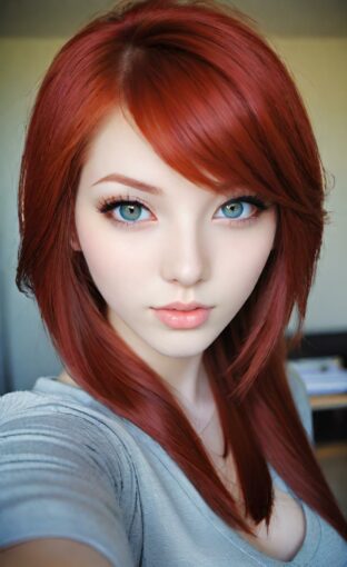 AI girl with red hair wallpaper