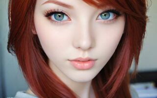 AI girl with red hair wallpaper
