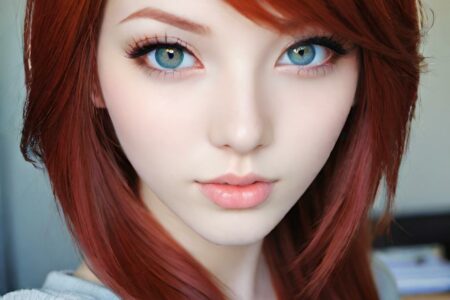 AI girl with red hair wallpaper