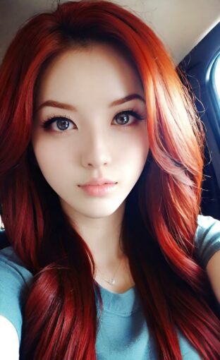 AI girl with red hair wallpaper