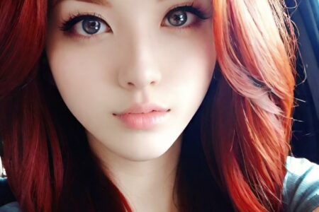 AI girl with red hair wallpaper