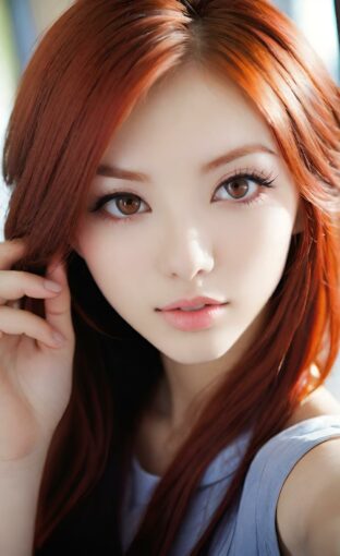 AI girl with red hair wallpaper