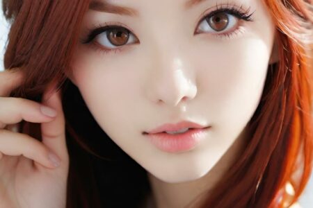 AI girl with red hair wallpaper