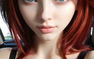 AI girl with red hair wallpaper