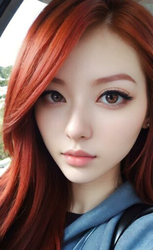 AI girl with red hair wallpaper