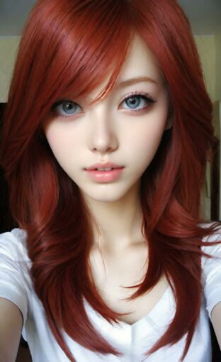 AI girl with red hair wallpaper