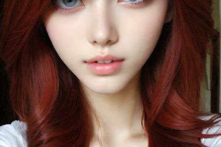 AI girl with red hair wallpaper