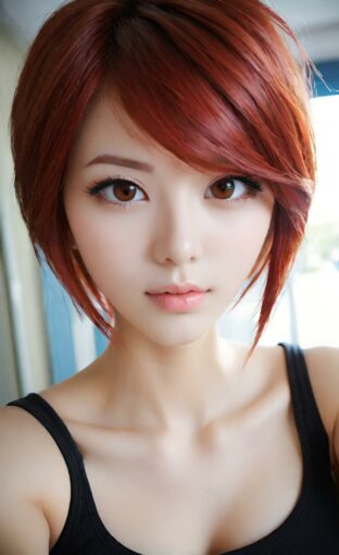 AI girl with red hair wallpaper