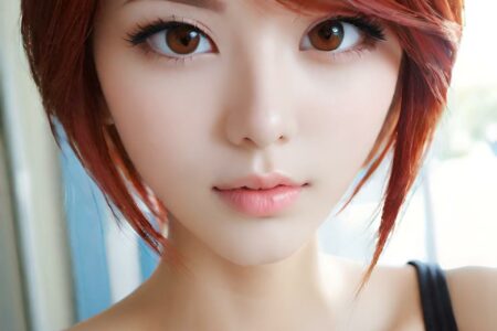 AI girl with red hair wallpaper