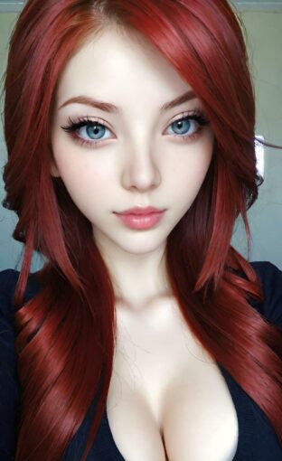 AI girl with red hair wallpaper