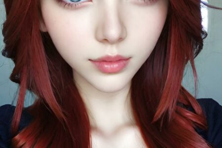 AI girl with red hair wallpaper